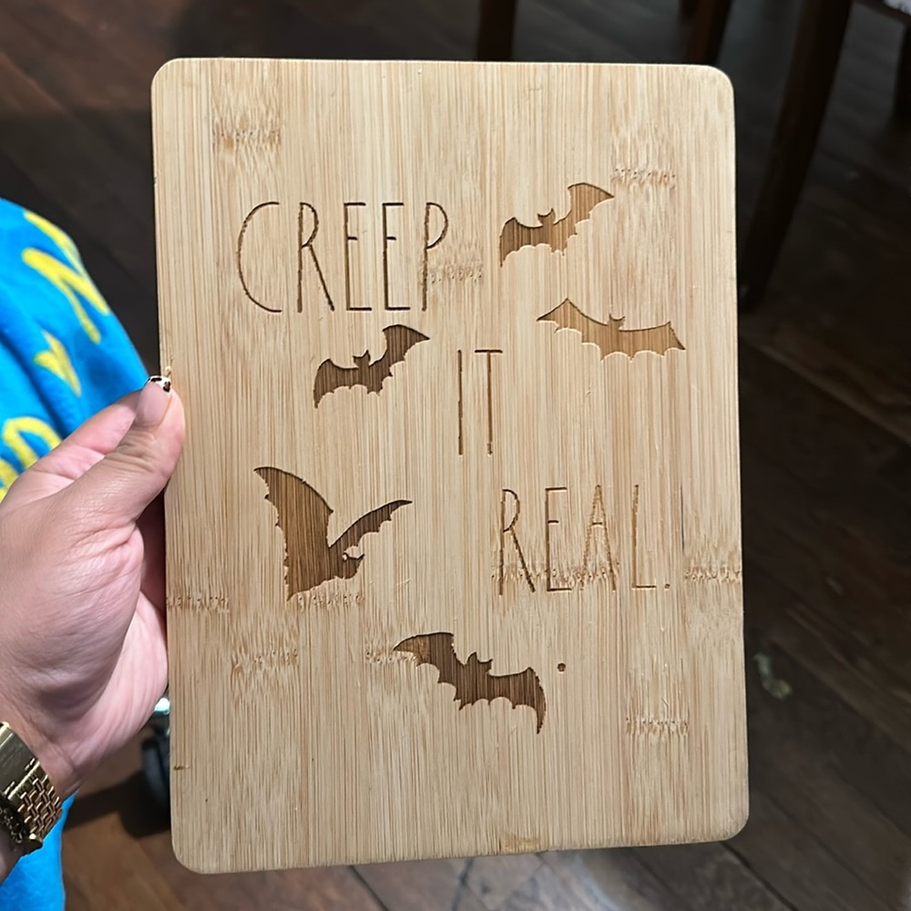 NWT Rae Dunn Bamboo Cheese Boards Charcuterie HALLOWEEN Creep It Real